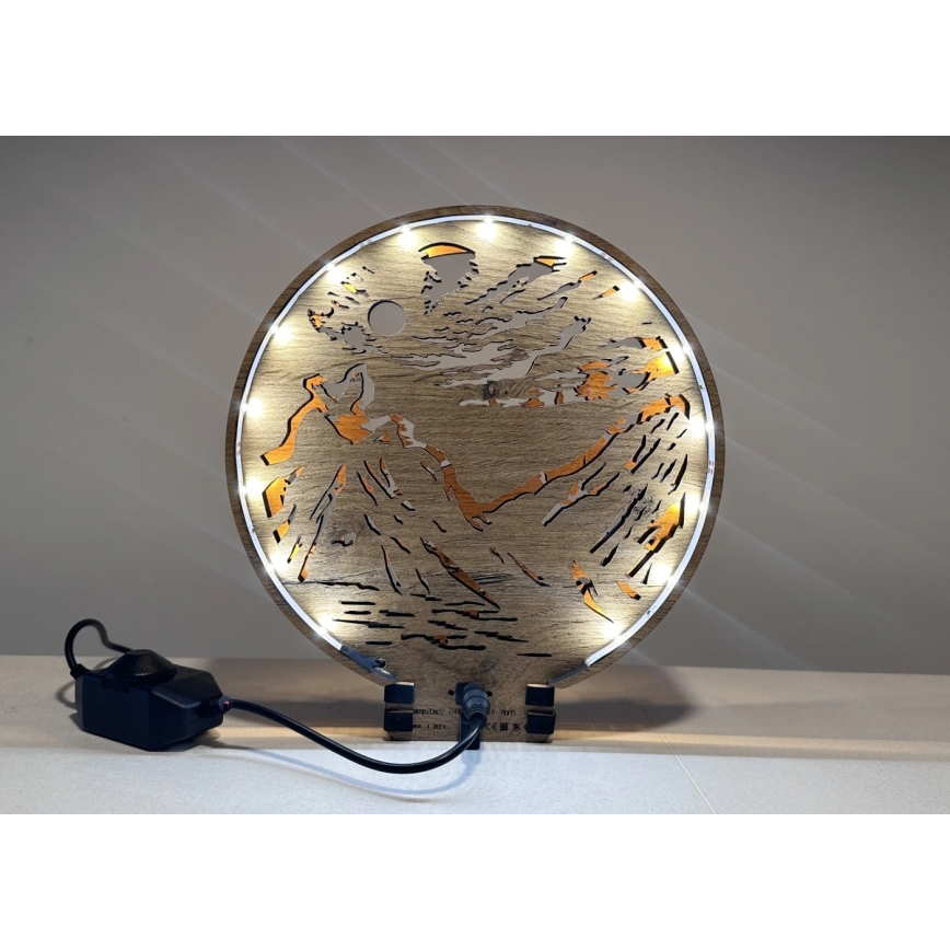 Li-Go 23595/DUB2 - LED Stmívatelná stolní dekorace LED/12W/230V 20x22 cm dub/Medvědi