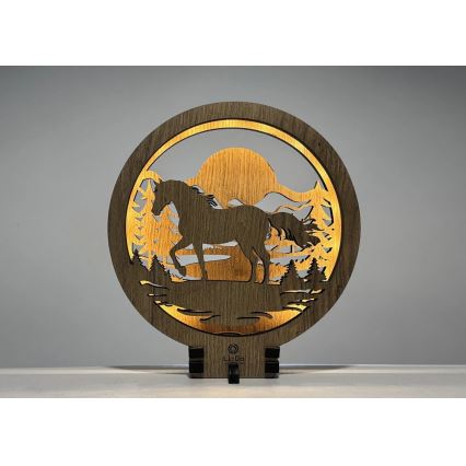 Li-Go 23598/DUB2 - LED Stmívatelná stolní dekorace LED/12W/230V 20x22 cm dub/Kůň