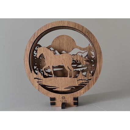 Li-Go 23598/DUB2 - LED Stmívatelná stolní dekorace LED/12W/230V 20x22 cm dub/Kůň