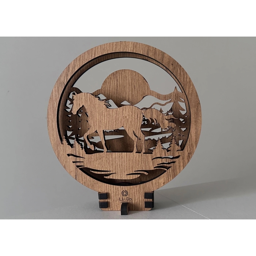 Li-Go 23598/DUB2 - LED Stmívatelná stolní dekorace LED/12W/230V 20x22 cm dub/Kůň