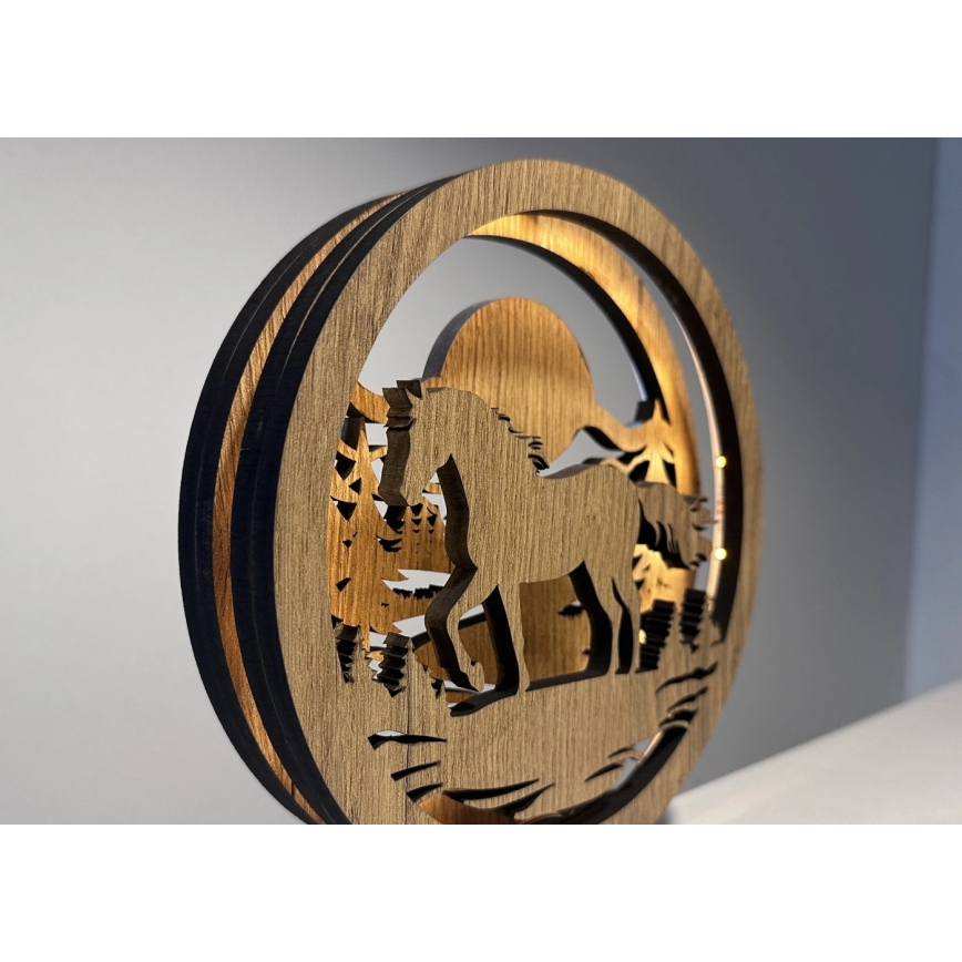 Li-Go 23598/DUB2 - LED Stmívatelná stolní dekorace LED/12W/230V 20x22 cm dub/Kůň