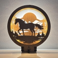 Li-Go 23598/DUB2 - LED Stmívatelná stolní dekorace LED/12W/230V 20x22 cm dub/Kůň