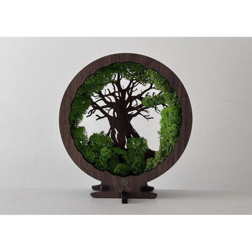 Li-Go 23604/DUB2 - LED Stmívatelná stolní dekorace LED/12W/230V 20x22 cm dub/Mech a strom