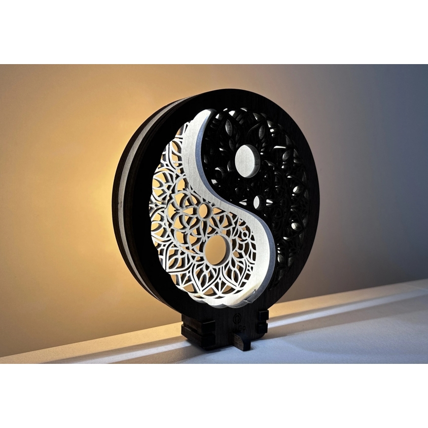 Li-Go 23607/O - LED Stmívatelná stolní dekorace LED/12W/230V 20x22 cm ořech/Jin Jang