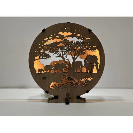 Li-Go 23610/DUB2 - LED Stmívatelná stolní dekorace LED/12W/230V 20x22 cm dub/Sloni