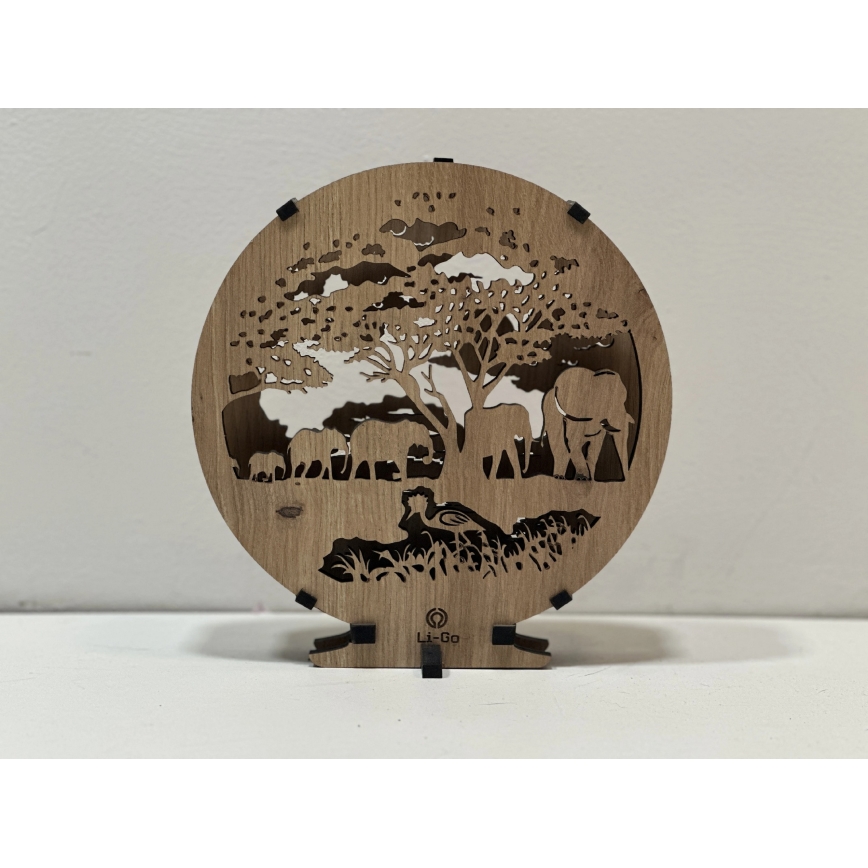 Li-Go 23610/DUB2 - LED Stmívatelná stolní dekorace LED/12W/230V 20x22 cm dub/Sloni