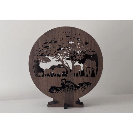 Li-Go 23610/DUB2 - LED Stmívatelná stolní dekorace LED/12W/230V 20x22 cm dub/Sloni