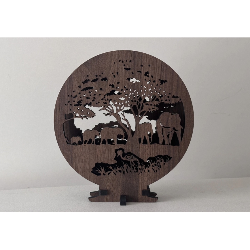 Li-Go 23610/DUB2 - LED Stmívatelná stolní dekorace LED/12W/230V 20x22 cm dub/Sloni