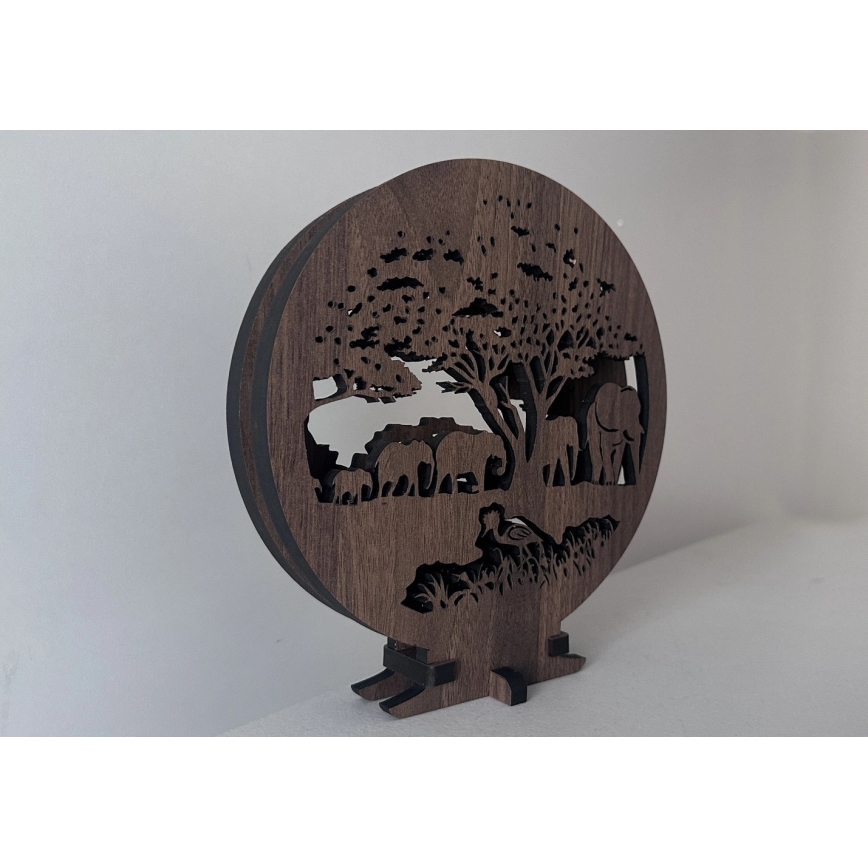 Li-Go 23610/DUB2 - LED Stmívatelná stolní dekorace LED/12W/230V 20x22 cm dub/Sloni