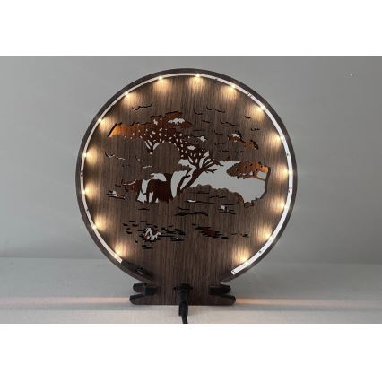 Li-Go 23610/DUB2 - LED Stmívatelná stolní dekorace LED/12W/230V 20x22 cm dub/Sloni