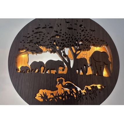 Li-Go 23610/DUB2 - LED Stmívatelná stolní dekorace LED/12W/230V 20x22 cm dub/Sloni