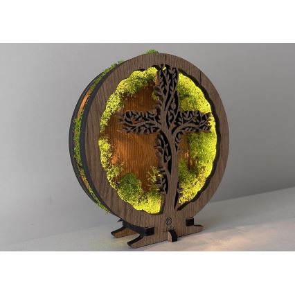 Li-Go 23622/DUB2 - LED Stmívatelná stolní dekorace LED/12W/230V 20x22 cm dub/Kříž v mechu