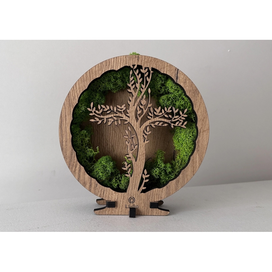 Li-Go 23622/DUB2 - LED Stmívatelná stolní dekorace LED/12W/230V 20x22 cm dub/Kříž v mechu