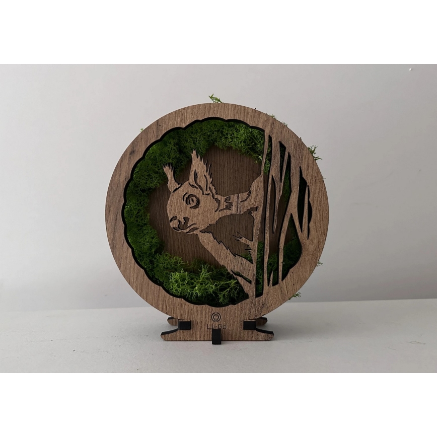 Li-Go 23625/DUB2 - LED Stmívatelná stolní dekorace LED/12W/230V 20x22 cm dub/Mechová veverka