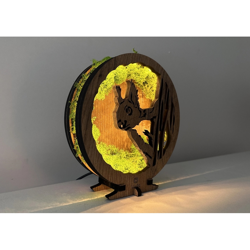 Li-Go 23625/DUB2 - LED Stmívatelná stolní dekorace LED/12W/230V 20x22 cm dub/Mechová veverka