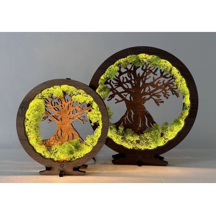 Li-Go 23631/DUB2 - LED Stmívatelná stolní dekorace LED/12W/230V 30x31 cm dub/Mech a strom