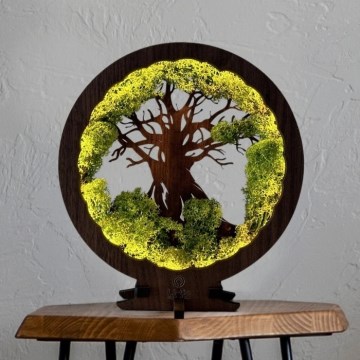 Li-Go 23631/DUB2 - LED Stmívatelná stolní dekorace LED/12W/230V 30x31 cm dub/Mech a strom