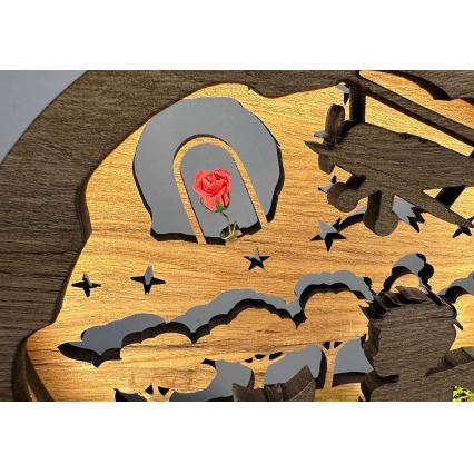 Li-Go 23634/DUB2 - LED Stmívatelná stolní dekorace LED/12W/230V 20x22 cm dub/Malý princ s růží