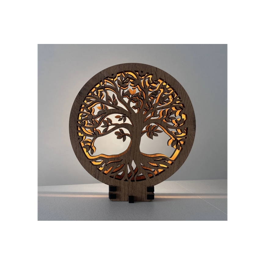 Li-Go 23648/DUB2 - LED Stmívatelná stolní dekorace LED/12W/230V 30x31 cm dub/Strom života