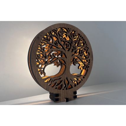 Li-Go 23648/DUB2 - LED Stmívatelná stolní dekorace LED/12W/230V 30x31 cm dub/Strom života