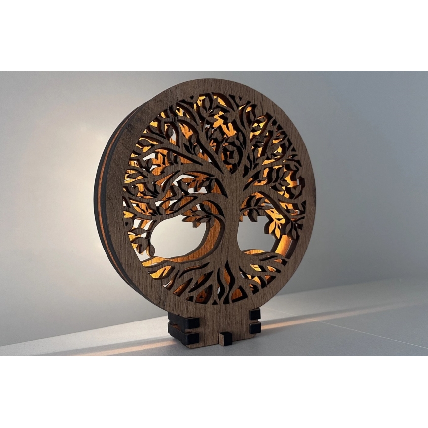 Li-Go 23648/DUB2 - LED Stmívatelná stolní dekorace LED/12W/230V 30x31 cm dub/Strom života