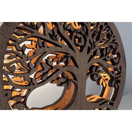 Li-Go 23648/DUB2 - LED Stmívatelná stolní dekorace LED/12W/230V 30x31 cm dub/Strom života