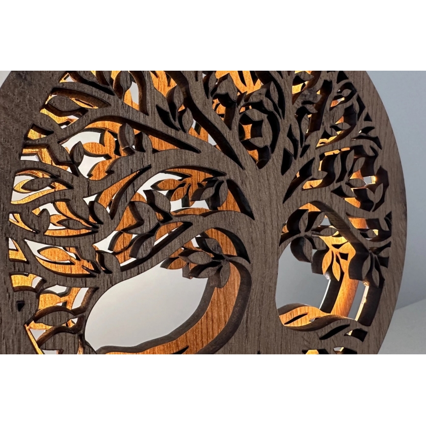 Li-Go 23648/DUB2 - LED Stmívatelná stolní dekorace LED/12W/230V 30x31 cm dub/Strom života