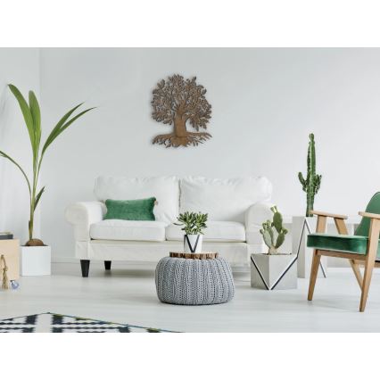 Li-Go 23673/DUB2 - LED Stmívatelná nástěnná dekorace LED/10W/5V 20000 mAh 45x55 cm dub + dálkové ovládání