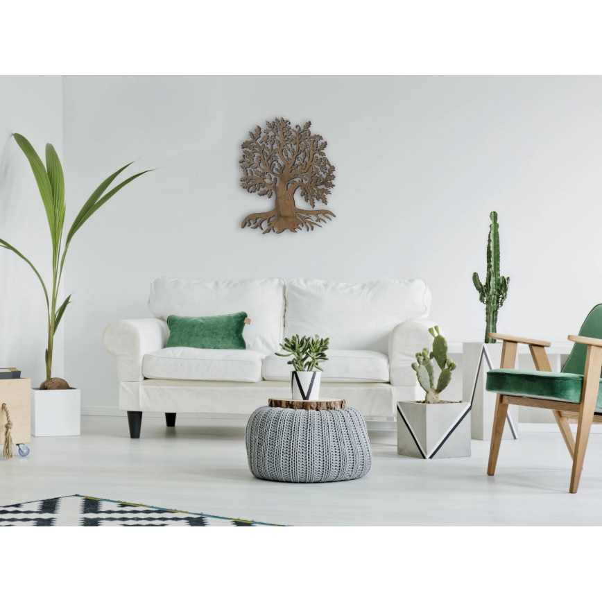 Li-Go 23673/DUB2 - LED Stmívatelná nástěnná dekorace LED/10W/5V 20000 mAh 45x55 cm dub + dálkové ovládání