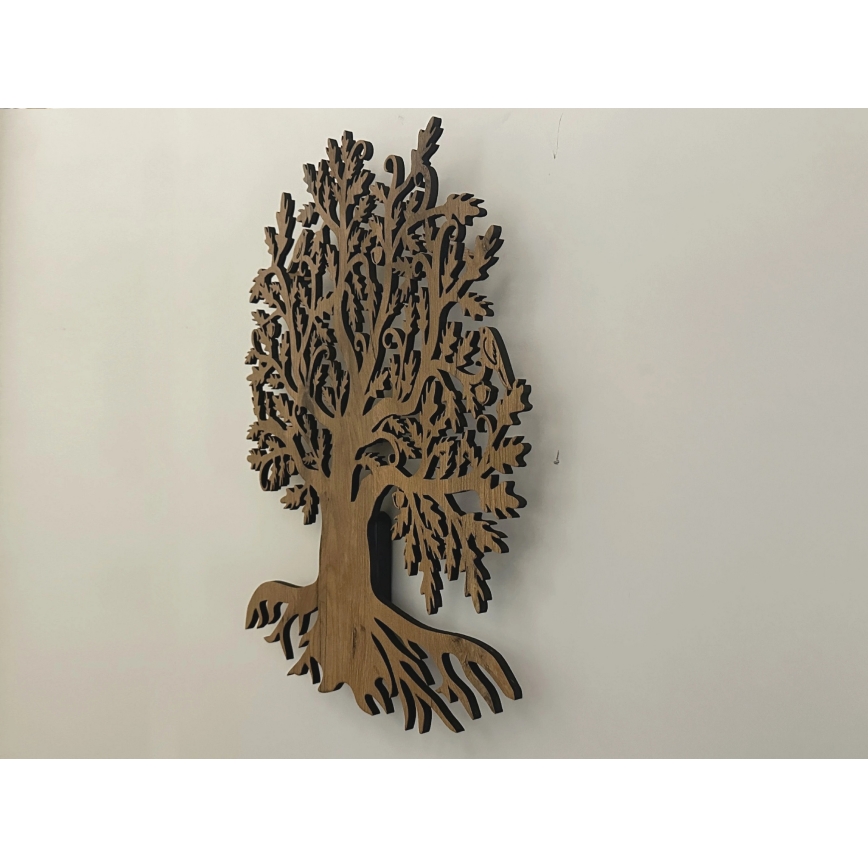 Li-Go 23673/DUB2 - LED Stmívatelná nástěnná dekorace LED/10W/5V 20000 mAh 45x55 cm dub + dálkové ovládání