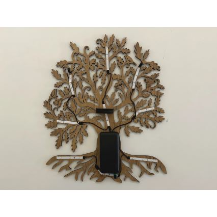 Li-Go 23673/DUB2 - LED Stmívatelná nástěnná dekorace LED/10W/5V 20000 mAh 45x55 cm dub + dálkové ovládání