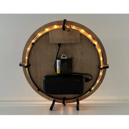 Li-Go 23712/DUB/BAT2 - LED Stmívatelné hodiny se senzorem pohybu LED/10W/5V 20000 mAh + 1xAA pr. 32 cm dub/Malý princ