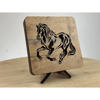 Li-Go 4070/DUB2 - LED Stolní dekorace LED/12W/230V 19x19 cm dub/Kůň