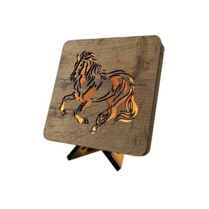 Li-Go 4070/DUB2 - LED Stolní dekorace LED/12W/230V 19x19 cm dub/Kůň