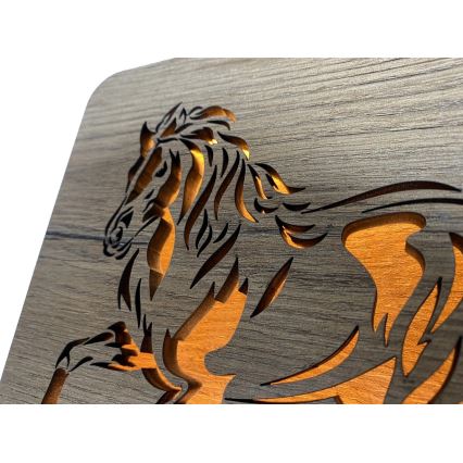 Li-Go 4070/DUB2 - LED Stolní dekorace LED/12W/230V 19x19 cm dub/Kůň