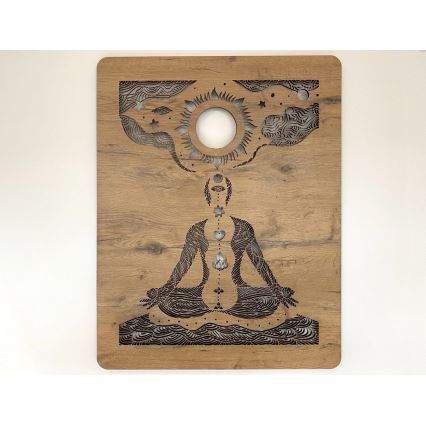 Li-Go 4421/A/4 - LED Stmívatelná nástěnná dekorace LED/10W/5V 30000 mAh 70x90 cm dub/čakry