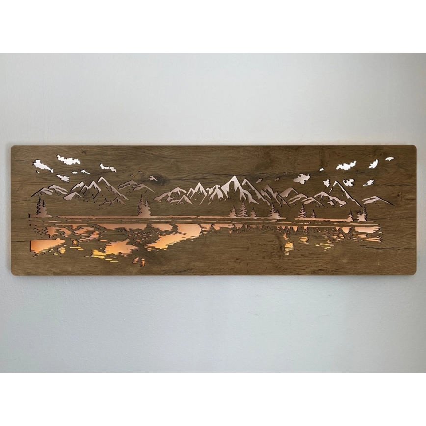 Li-Go 4778/A/4 - LED Stmívatelná nástěnná dekorace LED/10W/5V 30000 mAh 120x40 cm dub/Jezero