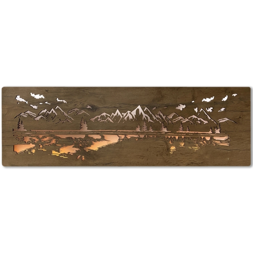 Li-Go 4778/A/4 - LED Stmívatelná nástěnná dekorace LED/10W/5V 30000 mAh 120x40 cm dub/Jezero