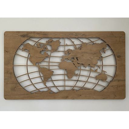 Li-Go 4868/DUB2 - LED Stmívatelná nástěnná dekorace LED/24W/230V 110x60 cm dub/Mapa světa rovnoběžky