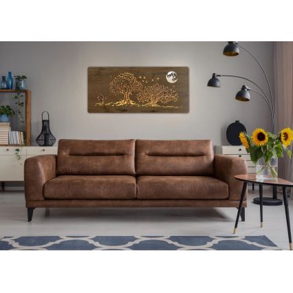 Li-Go 5042/DUB2 - LED Stmívatelná nástěnná dekorace LED/24W/230V 110x50 cm dub/Tři duby a měsíc