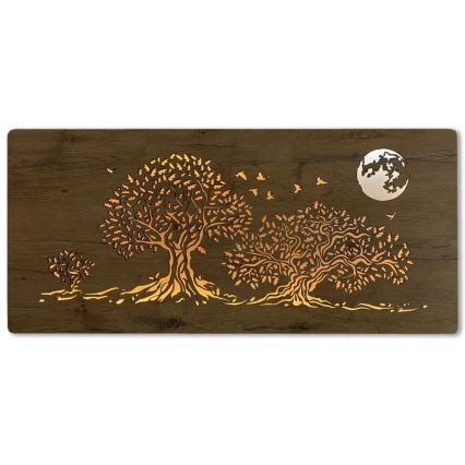 Li-Go 5042/DUB2 - LED Stmívatelná nástěnná dekorace LED/24W/230V 110x50 cm dub/Tři duby a měsíc