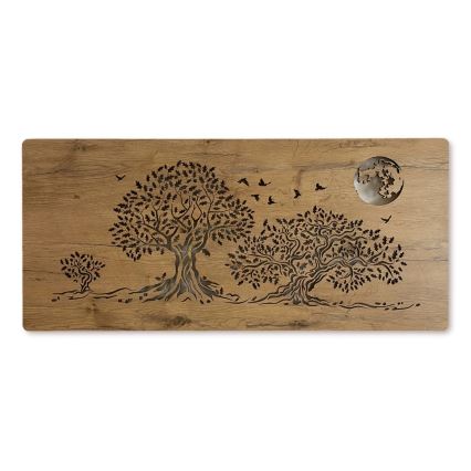 Li-Go 5042/DUB2 - LED Stmívatelná nástěnná dekorace LED/24W/230V 110x50 cm dub/Tři duby a měsíc