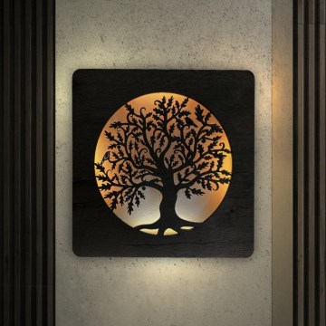 Li-Go 5275/DUB2 - LED Stmívatelné hodiny LED/10W/5V 20000 mAh 42x42 cm dub/Dub v kruhu + dálkové ovládání