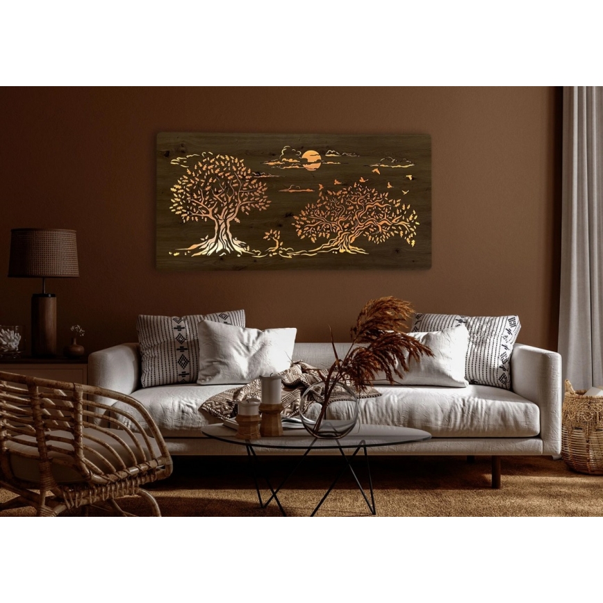 Li-Go 5307/DUB2 - LED Stmívatelná nástěnná dekorace LED/24W/230V 120x60 cm dub/Tři duby