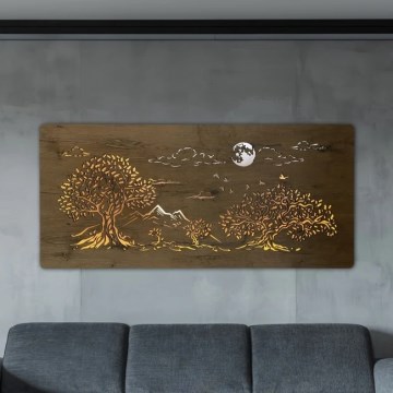 Li-Go 5478/DUB2 - LED Stmívatelná nástěnná dekorace LED/24W/230V 130x60 cm dub/Čtyři duby a měsíc