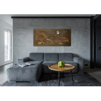 Li-Go 5478/DUB2 - LED Stmívatelná nástěnná dekorace LED/24W/230V 130x60 cm dub/Čtyři duby a měsíc