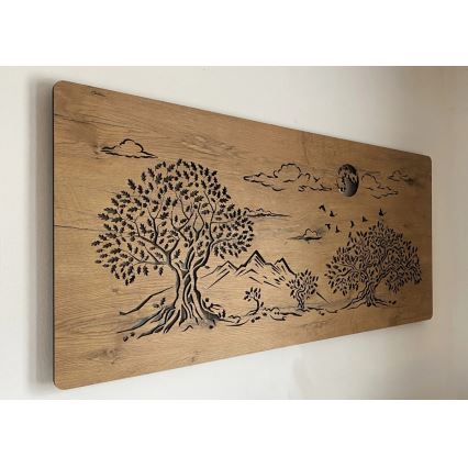 Li-Go 5478/DUB2 - LED Stmívatelná nástěnná dekorace LED/24W/230V 130x60 cm dub/Čtyři duby a měsíc