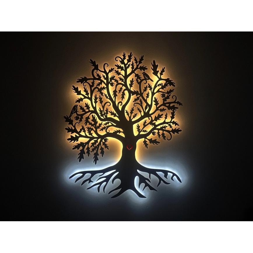 Li-Go 5729/DUB2 - LED Nástěnná dekorace se senzorem pohybu LED/10W/5V 90x110 cm dub