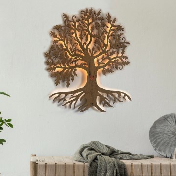 Li-Go 5732/DUB/S2 - LED Stmívatelná nástěnná dekorace LED/10W/5V 20000 mAh 68x80 cm dub