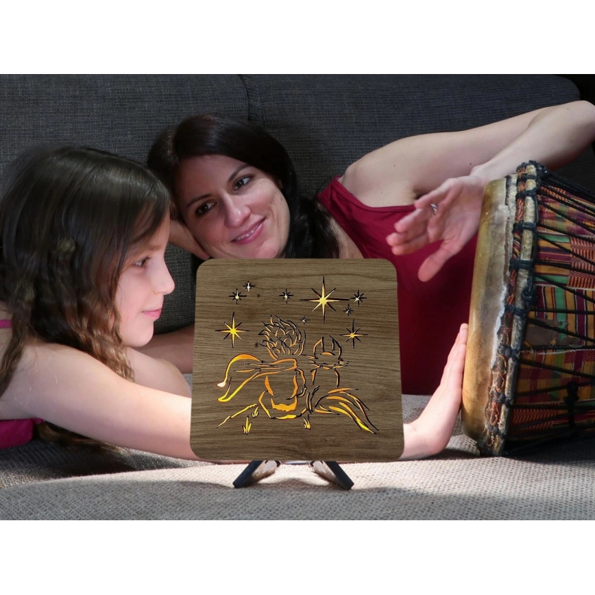 Li-Go 5788/DUB2 - LED Stolní dekorace LED/12W/230V 19x19 cm dub/Malý princ